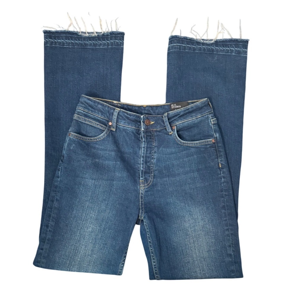 10.11 Studios Flare Leg‎ Raw Hem Jeans Women’s 26 Medium Wash Y2K